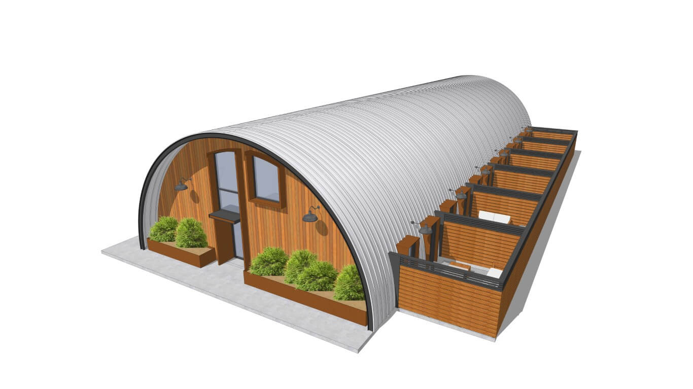 Render of Quonset Hotel